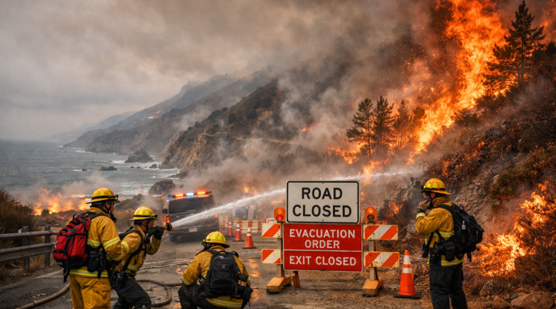 Big Sur wildfire Timber Fire and Plaskett Fire along California coast