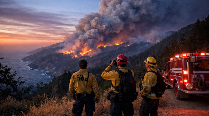 Big Sur wildfire Timber Fire and Plaskett Fire along California coast