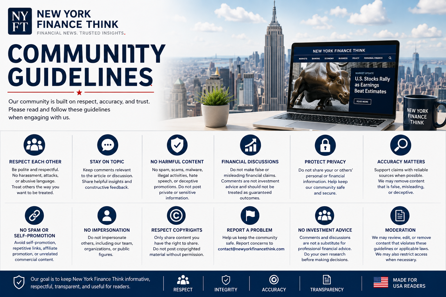 New York Finance Think Community Guidelines for respectful, accurate, safe, and responsible reader participation
