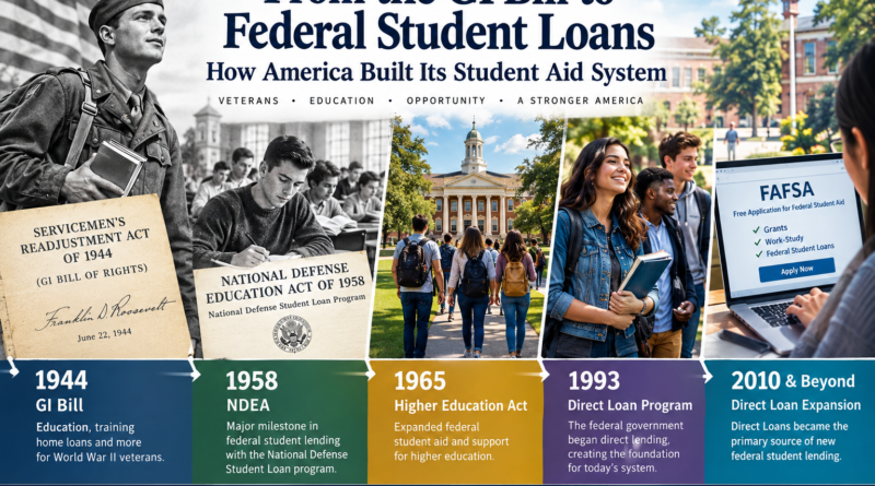 History of U.S. student aid from the 1944 GI Bill to federal student loans
