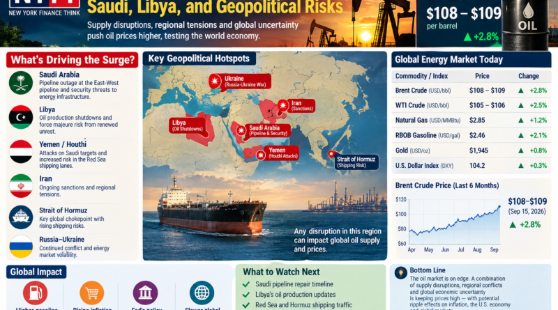 Crude oil prices surge as Saudi Arabia, Libya, Yemen and geopolitical risks threaten global energy supply
