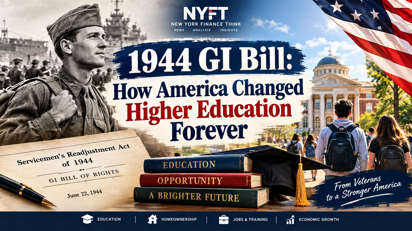 1944 GI Bill helped World War II veterans access higher education and training in America
