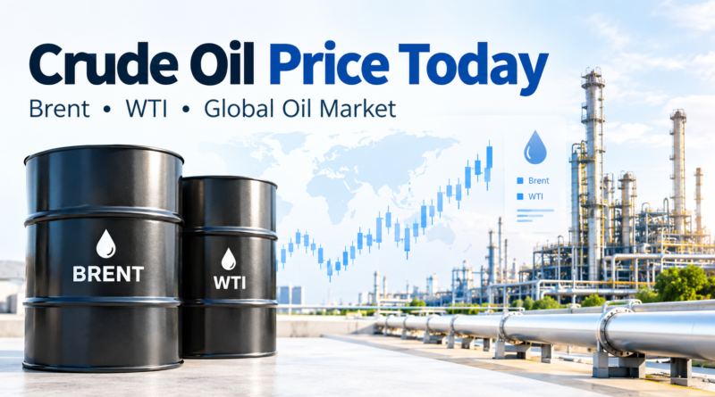 Crude oil price today with Brent and WTI barrels, refinery and global oil market