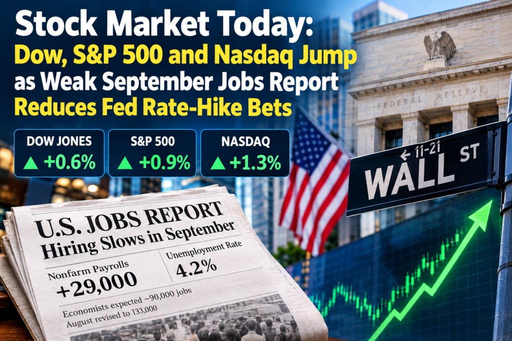 Stock market today as Dow, S&P 500 and Nasdaq jump after weak September jobs report