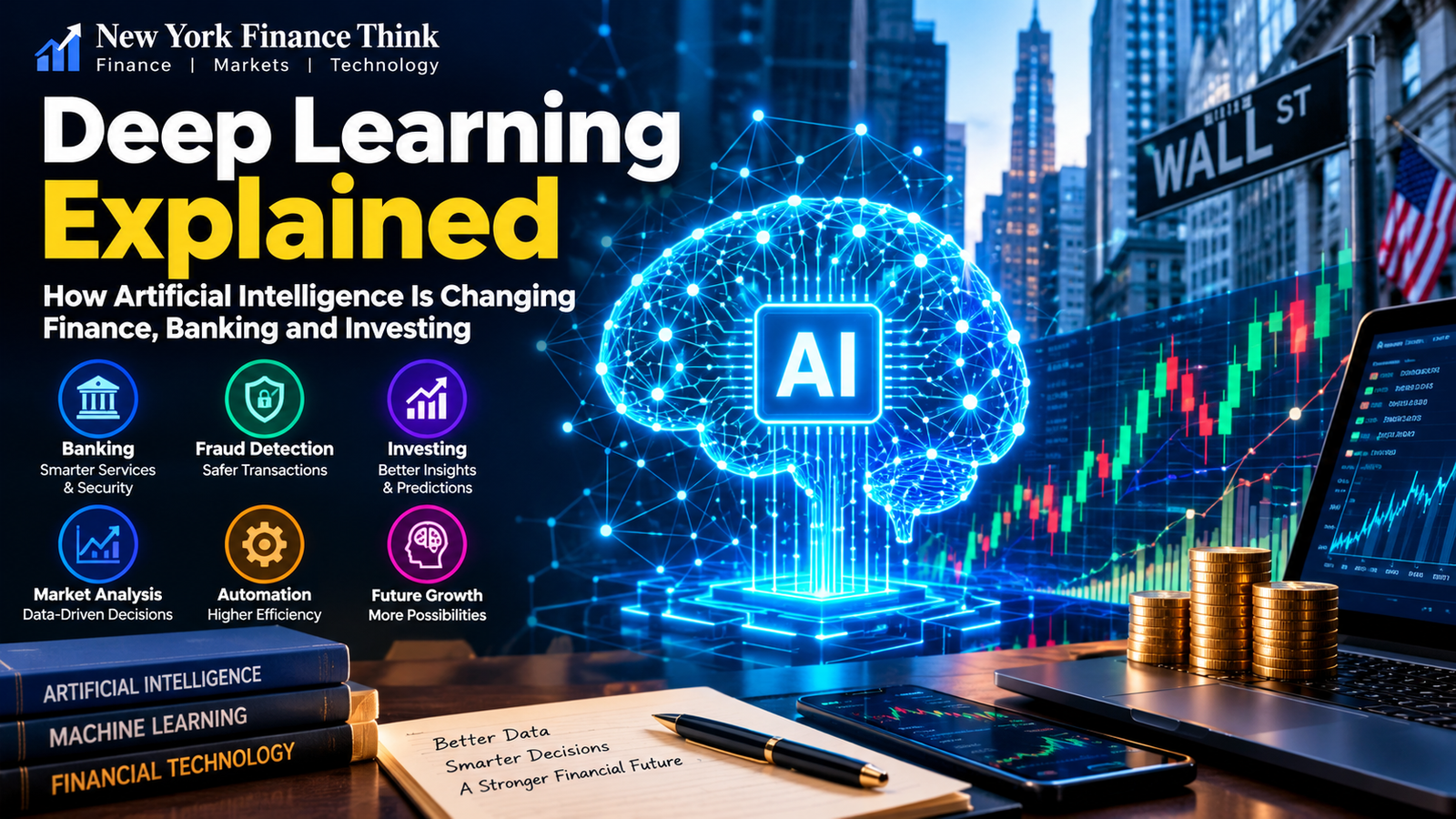 Deep learning and artificial intelligence transforming finance, banking, stock market analysis and investing.