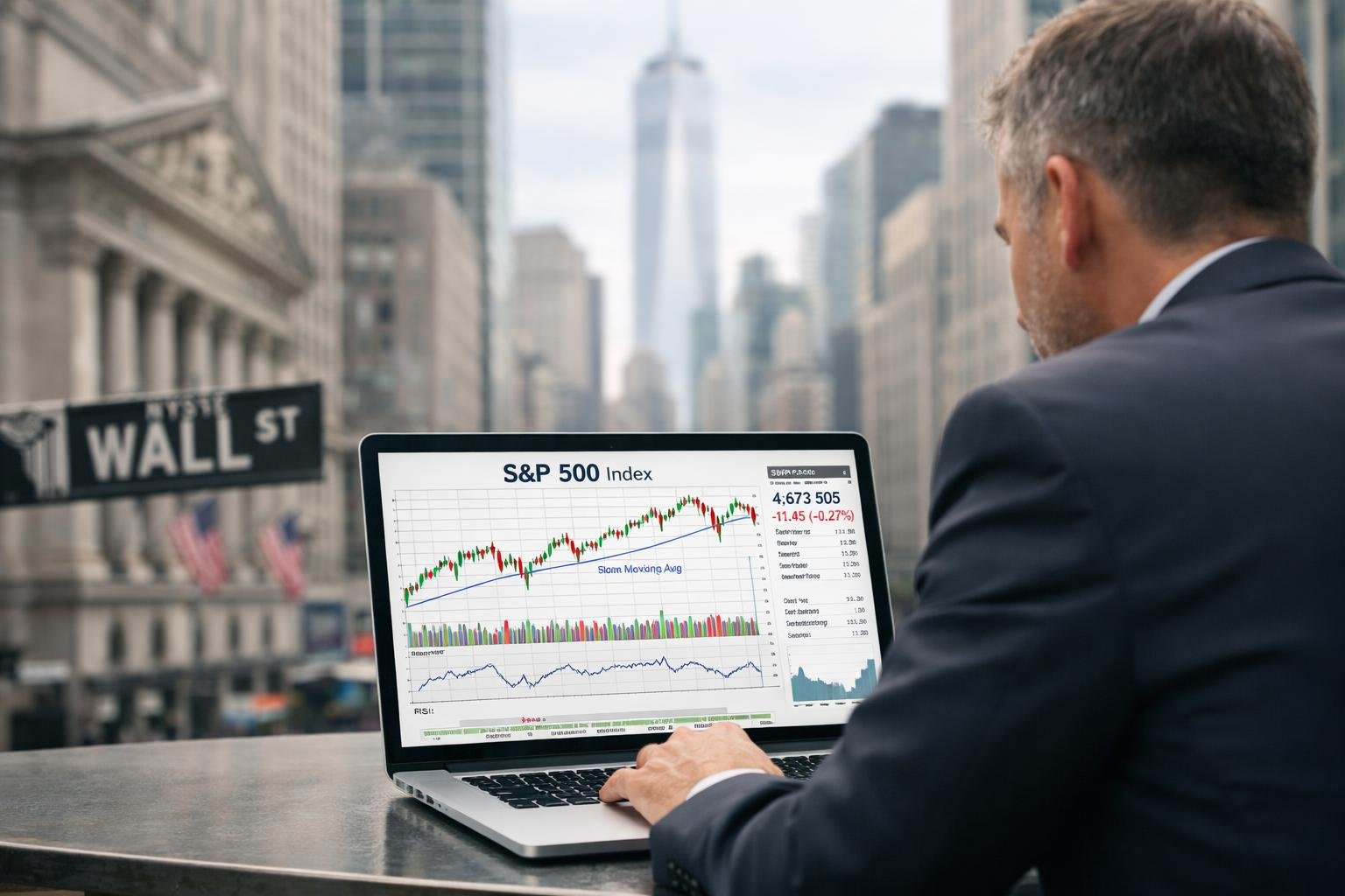 S&P 500 investor guide showing U.S. stocks, Wall Street, market charts and investment research