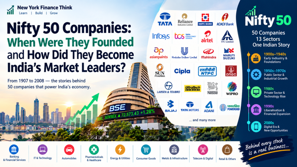 Nifty 50 companies and their founding years in India’s stock market history
