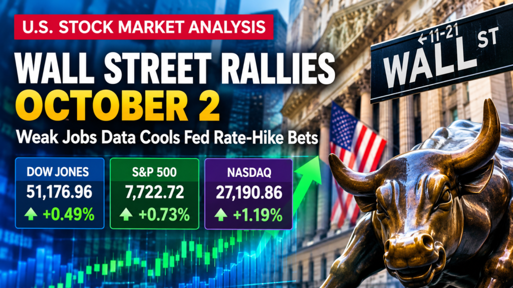 U.S. stock market rally on October 2 with Dow Jones, S&P 500 and Nasdaq gains