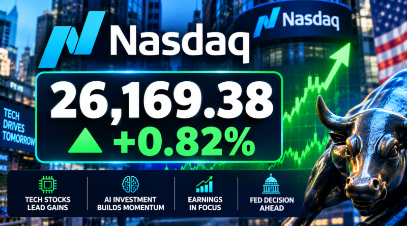 Nasdaq rises 0.82% to 26,169.38 as technology and AI stocks lead the U.S. market rebound