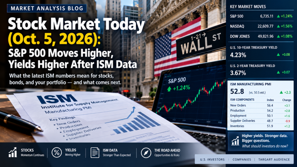 Stock market today October 5 2026 as S&P 500 rises and Treasury yields move higher after ISM data