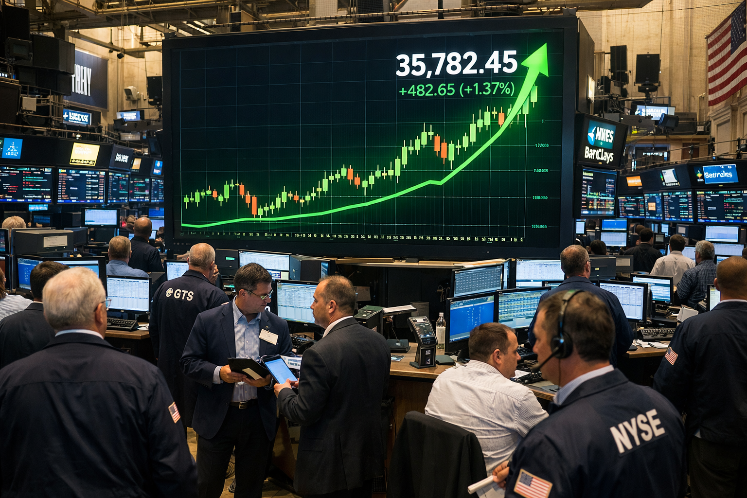 U.S. stock market report showing Wall Street stocks finishing higher