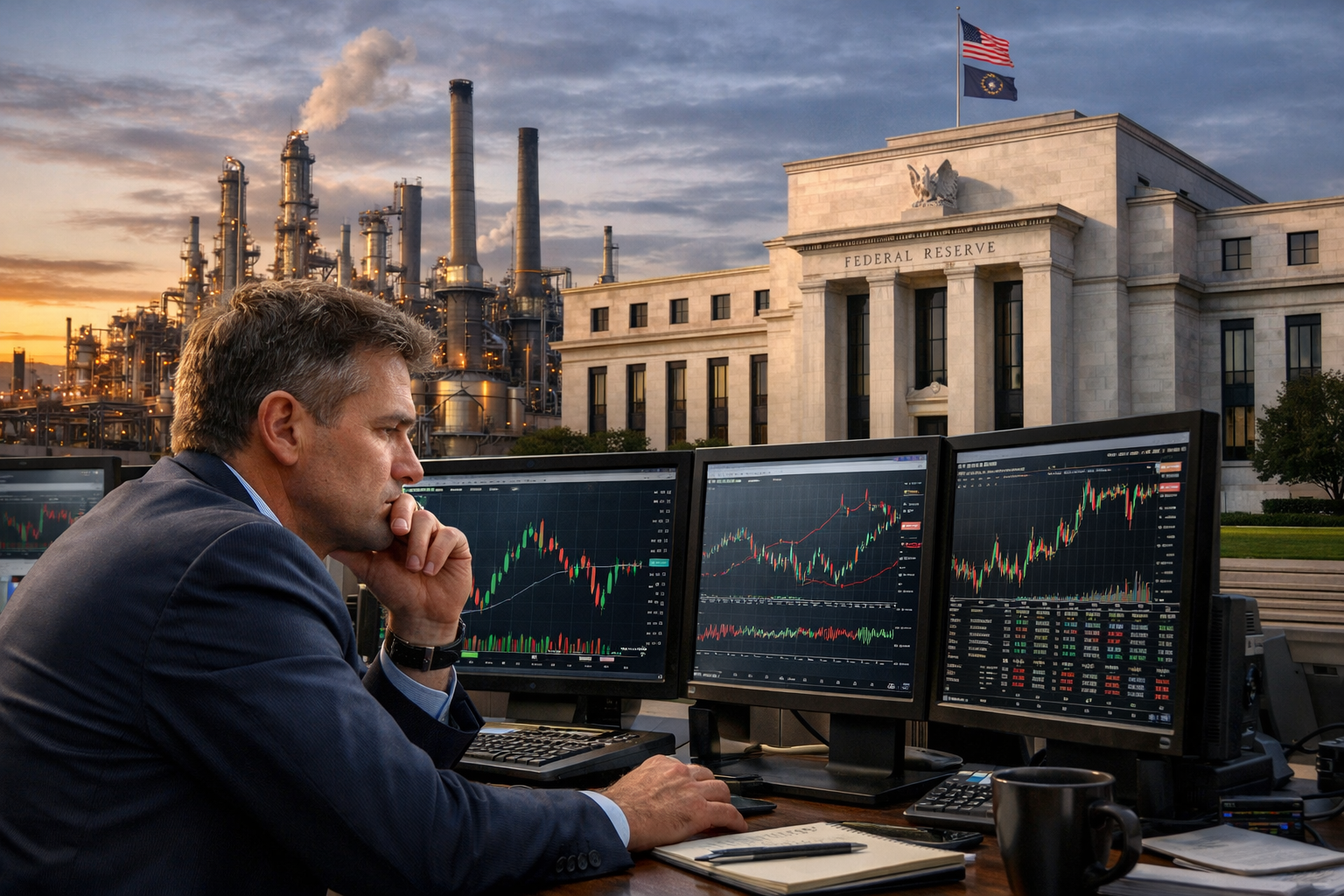 US financial markets analysis showing Wall Street stocks, Dow Jones, Nasdaq, oil prices, and Federal Reserve interest rates on October 12, 2026