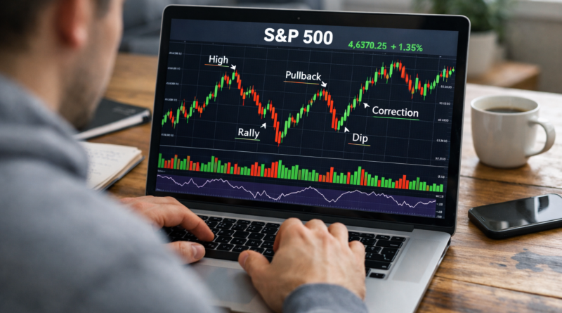S&P 500 stock market chart showing changes in U.S. stock market performance