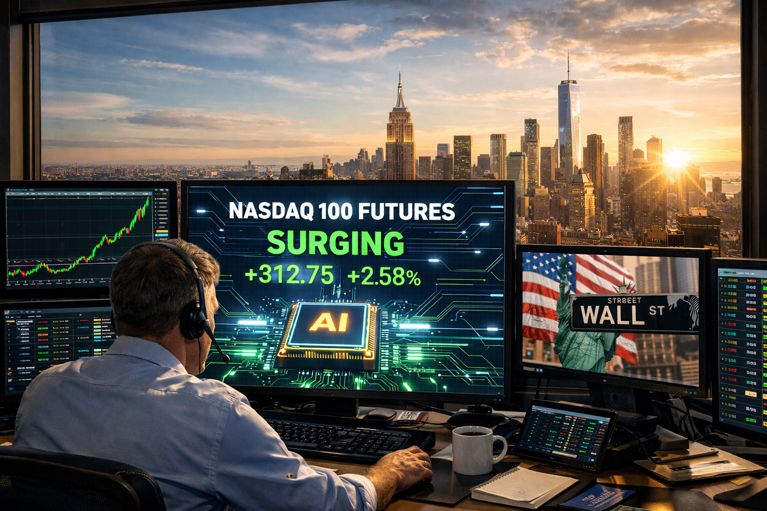 Nasdaq 100 futures rise as AI stocks rebound on Wall Street